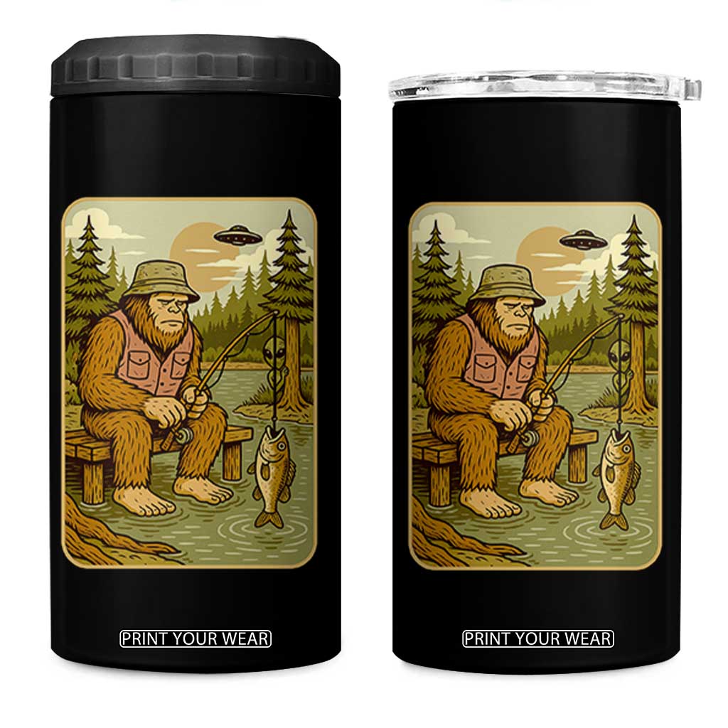 Funny Bigfoot Alien 4 in 1 Can Cooler Tumbler Fishing Lover Gift TS12 One Size: 16 oz Black Print Your Wear