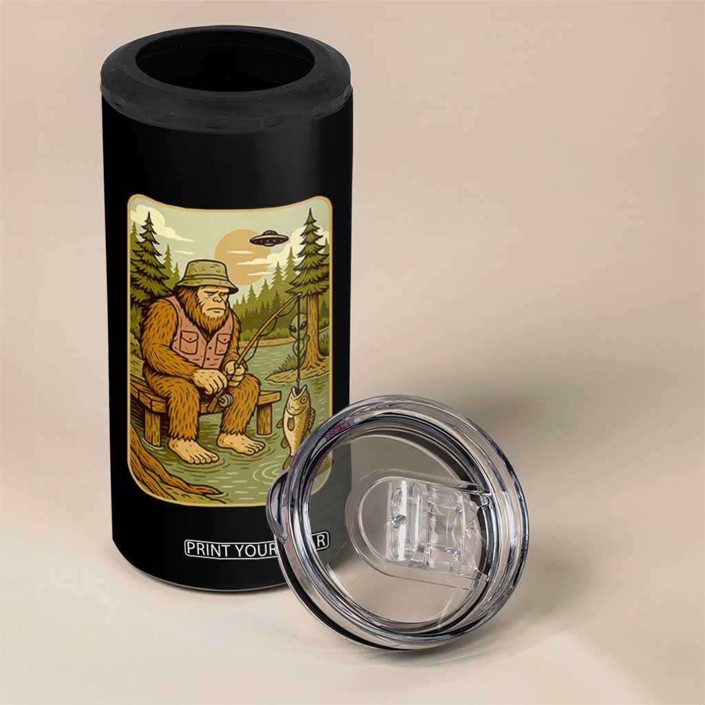 Funny Bigfoot Alien 4 in 1 Can Cooler Tumbler Fishing Lover Gift TS12 Print Your Wear
