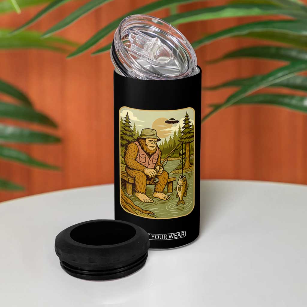 Funny Bigfoot Alien 4 in 1 Can Cooler Tumbler Fishing Lover Gift TS12 Print Your Wear