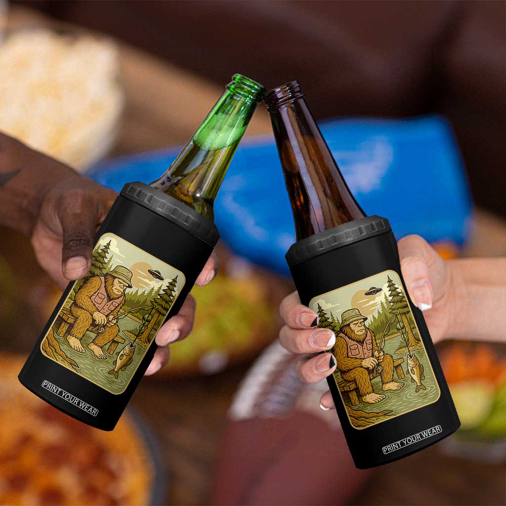 Funny Bigfoot Alien 4 in 1 Can Cooler Tumbler Fishing Lover Gift TS12 Print Your Wear