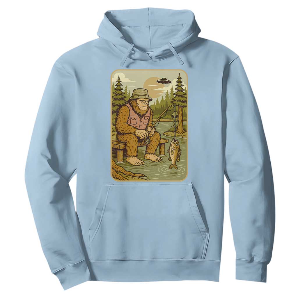 Funny Bigfoot Alien Hoodie Fishing Lover Gift TS12 Light Blue Print Your Wear