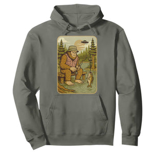 Funny Bigfoot Alien Hoodie Fishing Lover Gift TS12 Military Green Print Your Wear