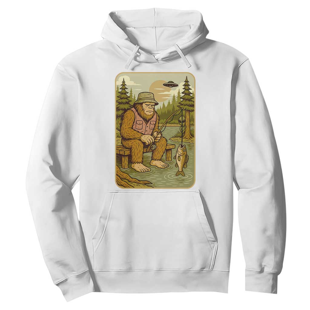 Funny Bigfoot Alien Hoodie Fishing Lover Gift TS12 White Print Your Wear