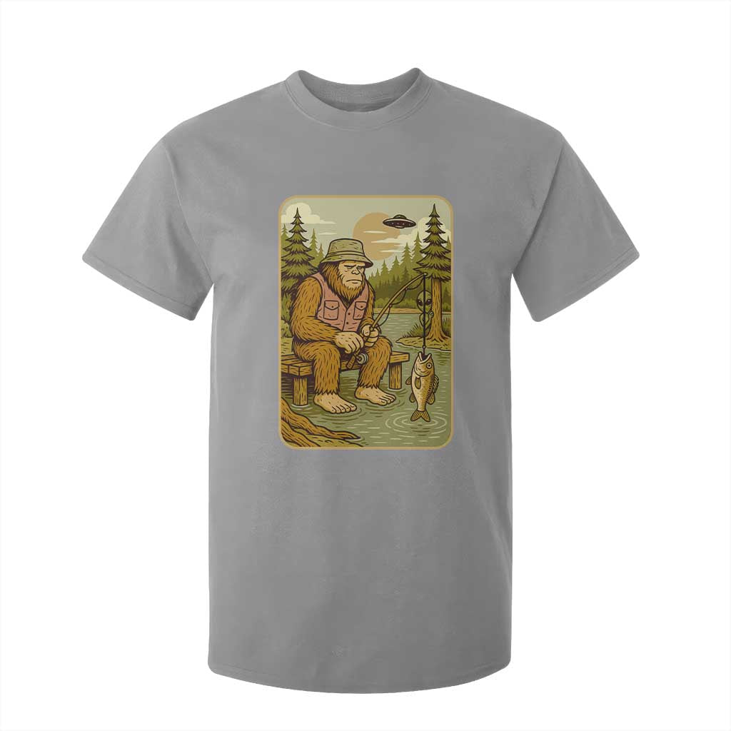 Funny Bigfoot Alien T Shirt For Kid Fishing Lover Gift TS12 Sport Gray Print Your Wear
