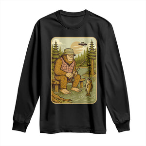 Funny Bigfoot Alien Long Sleeve Shirt Fishing Lover Gift TS12 Black Print Your Wear