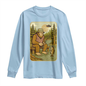 Funny Bigfoot Alien Long Sleeve Shirt Fishing Lover Gift TS12 Light Blue Print Your Wear