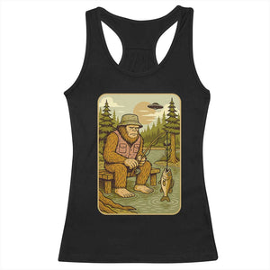 Funny Bigfoot Alien Racerback Tank Top Fishing Lover Gift TS12 Black Print Your Wear