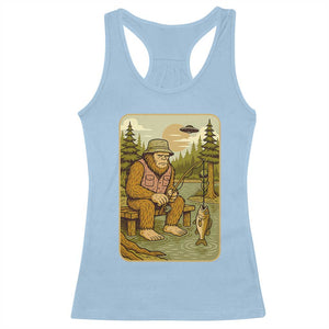 Funny Bigfoot Alien Racerback Tank Top Fishing Lover Gift TS12 Light Blue Print Your Wear