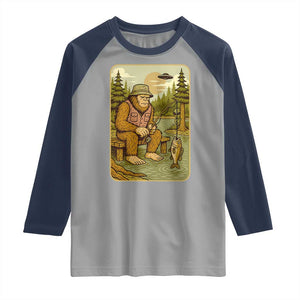 Funny Bigfoot Alien Raglan Shirt Fishing Lover Gift TS12 Sport Gray Navy Print Your Wear