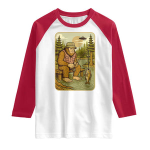 Funny Bigfoot Alien Raglan Shirt Fishing Lover Gift TS12 White Red Print Your Wear