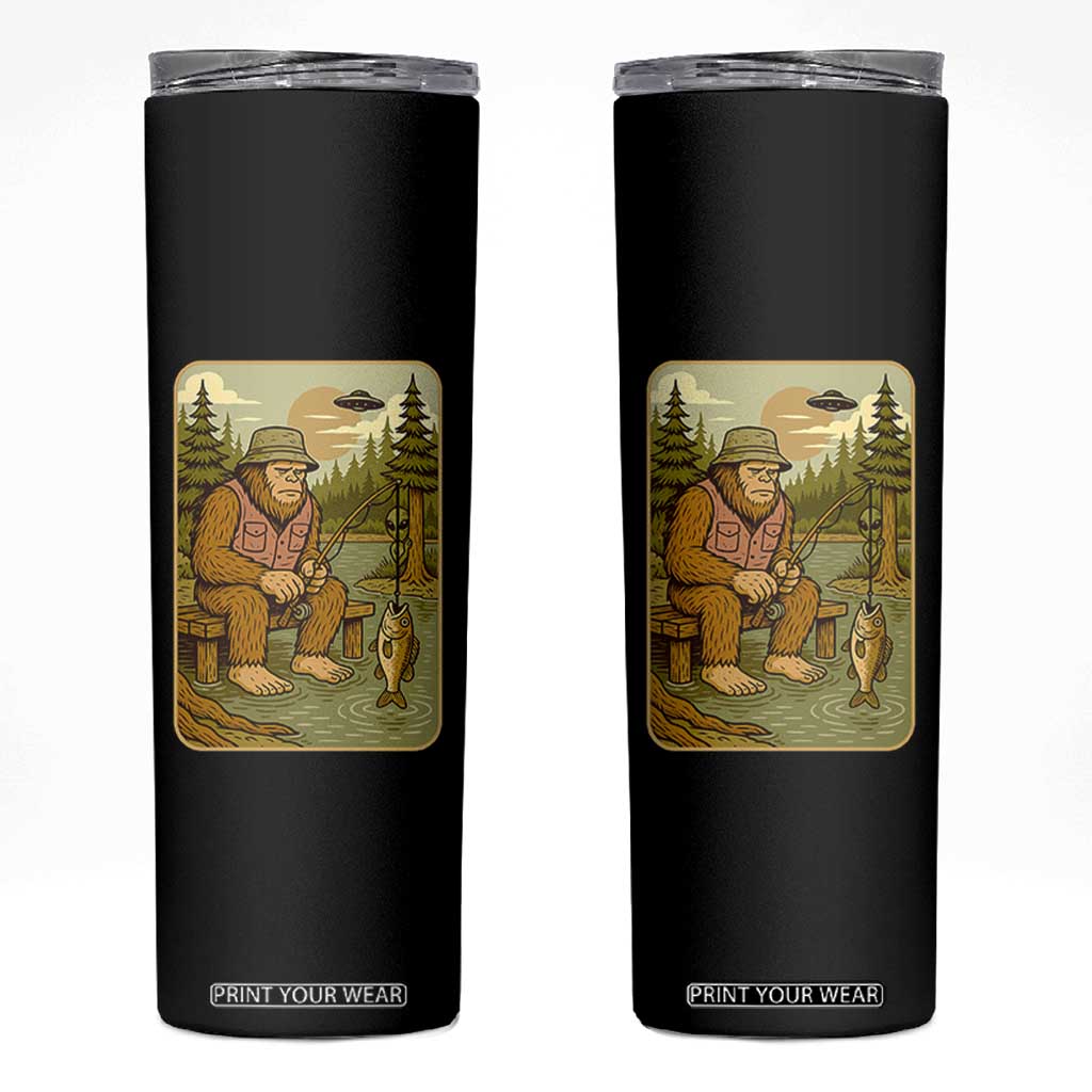 Funny Bigfoot Alien Skinny Tumbler Fishing Lover Gift TS12 Black Print Your Wear
