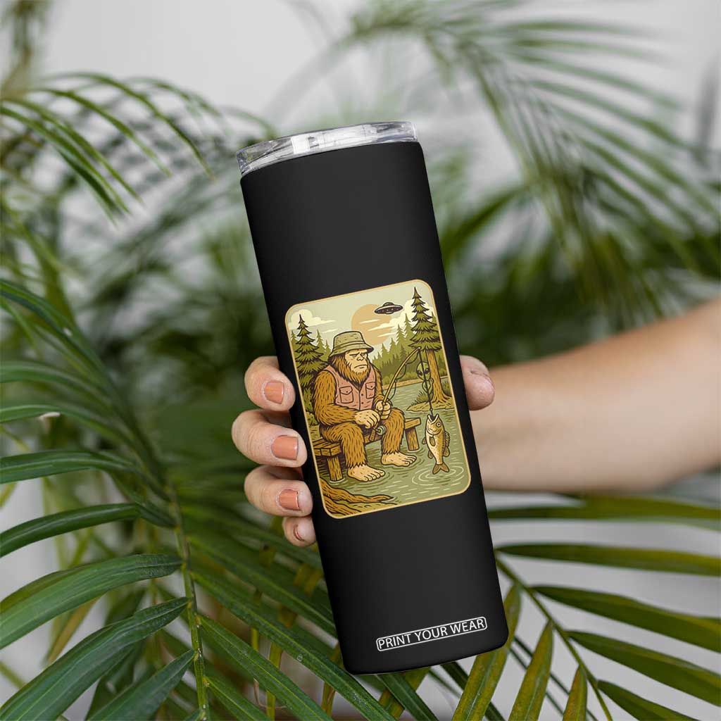 Funny Bigfoot Alien Skinny Tumbler Fishing Lover Gift TS12 Print Your Wear