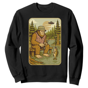 Funny Bigfoot Alien Sweatshirt Fishing Lover Gift TS12 Black Print Your Wear