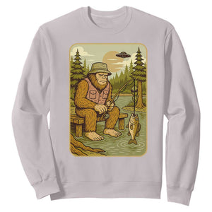 Funny Bigfoot Alien Sweatshirt Fishing Lover Gift TS12 Ice Gray Print Your Wear