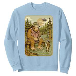 Funny Bigfoot Alien Sweatshirt Fishing Lover Gift TS12 Light Blue Print Your Wear