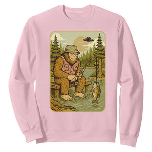 Funny Bigfoot Alien Sweatshirt Fishing Lover Gift TS12 Light Pink Print Your Wear