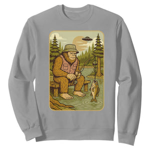 Funny Bigfoot Alien Sweatshirt Fishing Lover Gift TS12 Sport Gray Print Your Wear