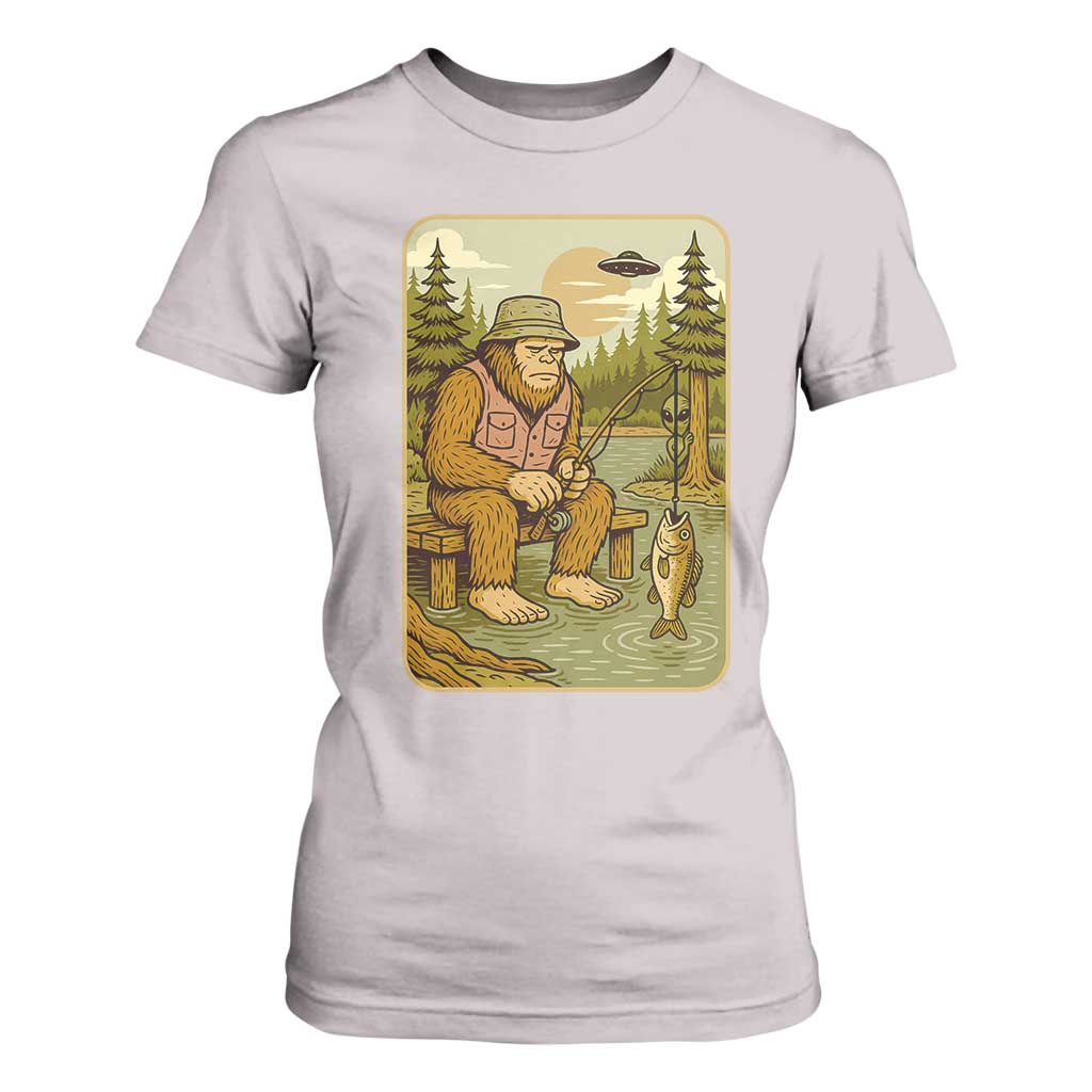 Funny Bigfoot Alien T Shirt For Women Fishing Lover Gift TS12 Ice Gray Print Your Wear