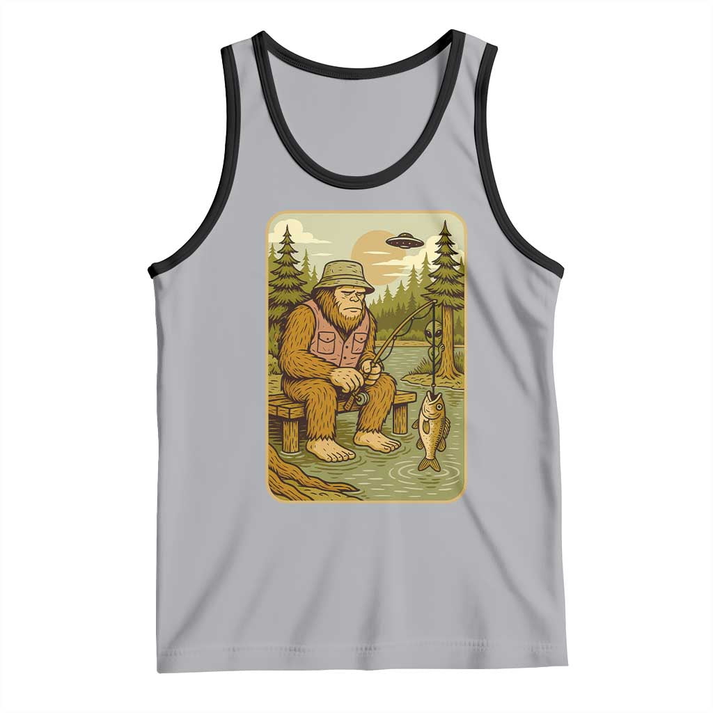 Funny Bigfoot Alien Tank Top Fishing Lover Gift TS12 Athletic Heather Black Print Your Wear