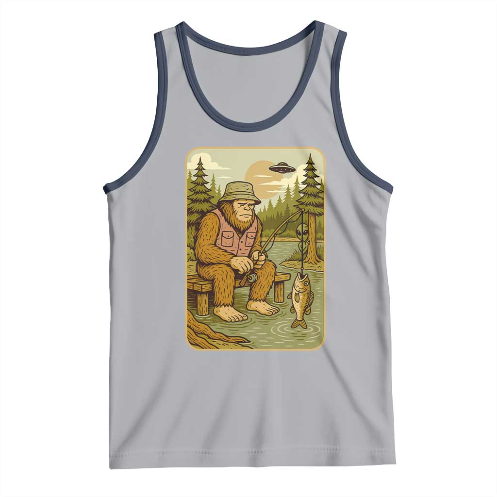 Funny Bigfoot Alien Tank Top Fishing Lover Gift TS12 Athletic Heather Navy Print Your Wear