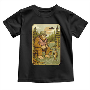 Funny Bigfoot Alien Toddler T Shirt Fishing Lover Gift TS12 Black Print Your Wear