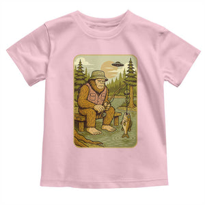 Funny Bigfoot Alien Toddler T Shirt Fishing Lover Gift TS12 Light Pink Print Your Wear