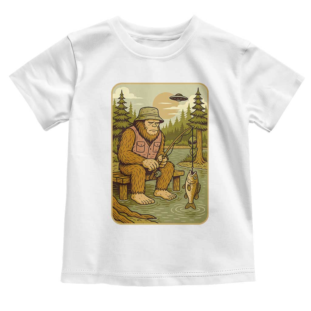 Funny Bigfoot Alien Toddler T Shirt Fishing Lover Gift TS12 White Print Your Wear