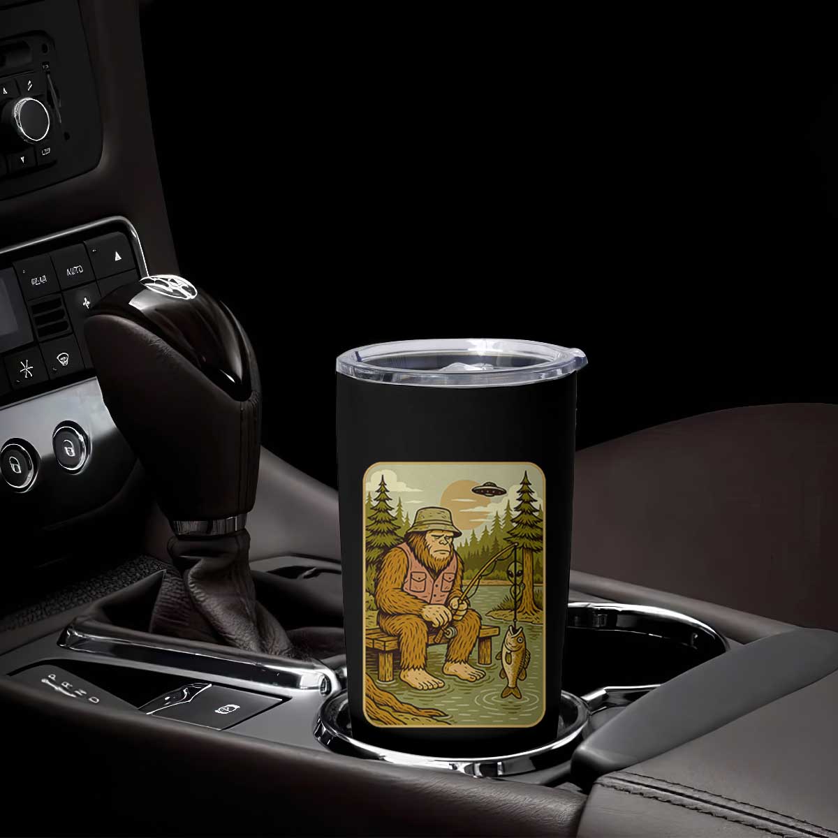 Funny Bigfoot Alien Tumbler Cup Fishing Lover Gift TS12 Print Your Wear