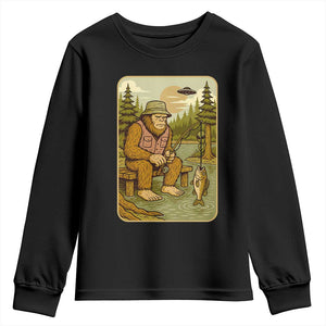 Funny Bigfoot Alien Youth Sweatshirt Fishing Lover Gift TS12 Black Print Your Wear