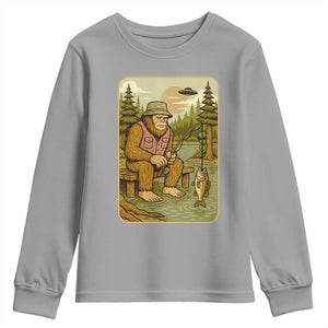 Funny Bigfoot Alien Youth Sweatshirt Fishing Lover Gift TS12 Sport Gray Print Your Wear