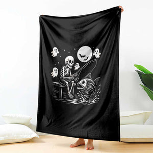 Halloween Skeleton Fishing Throw Blanket Funny Fisherman Gift TS12 Print Your Wear