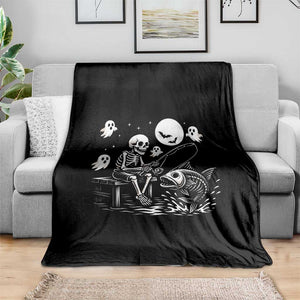 Halloween Skeleton Fishing Throw Blanket Funny Fisherman Gift TS12 Print Your Wear