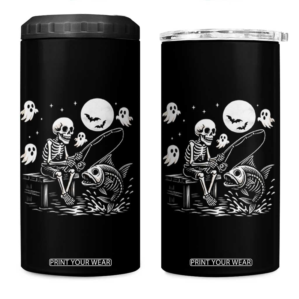 Halloween Skeleton Fishing 4 in 1 Can Cooler Tumbler Funny Fisherman Gift TS12 One Size: 16 oz Black Print Your Wear