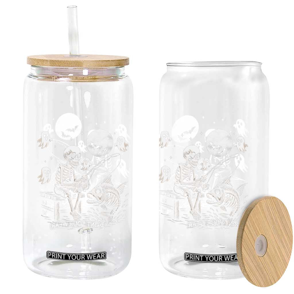 Halloween Skeleton Fishing Glass Can Funny Fisherman Gift TS12 Print Your Wear