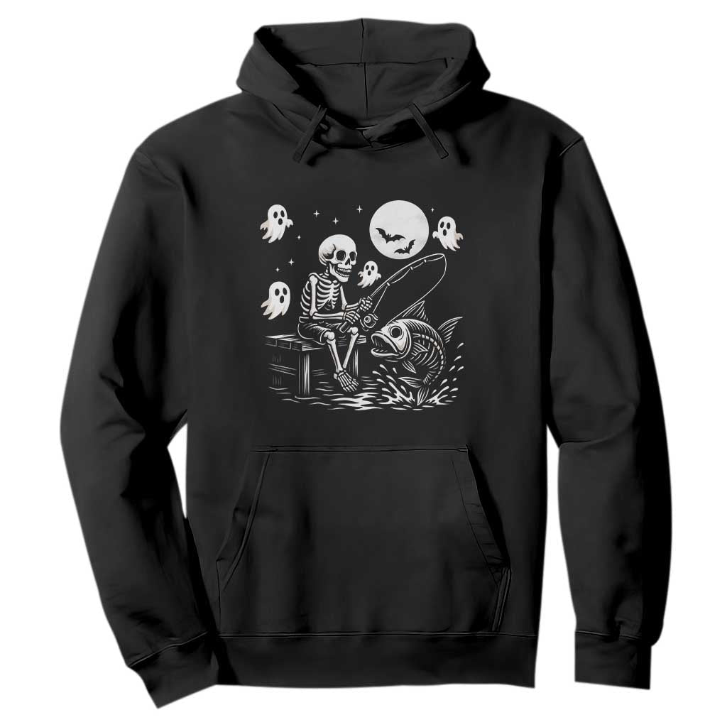 Halloween Skeleton Fishing Hoodie Funny Fisherman Gift TS12 Black Print Your Wear
