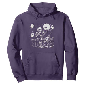 Halloween Skeleton Fishing Hoodie Funny Fisherman Gift TS12 Purple Print Your Wear