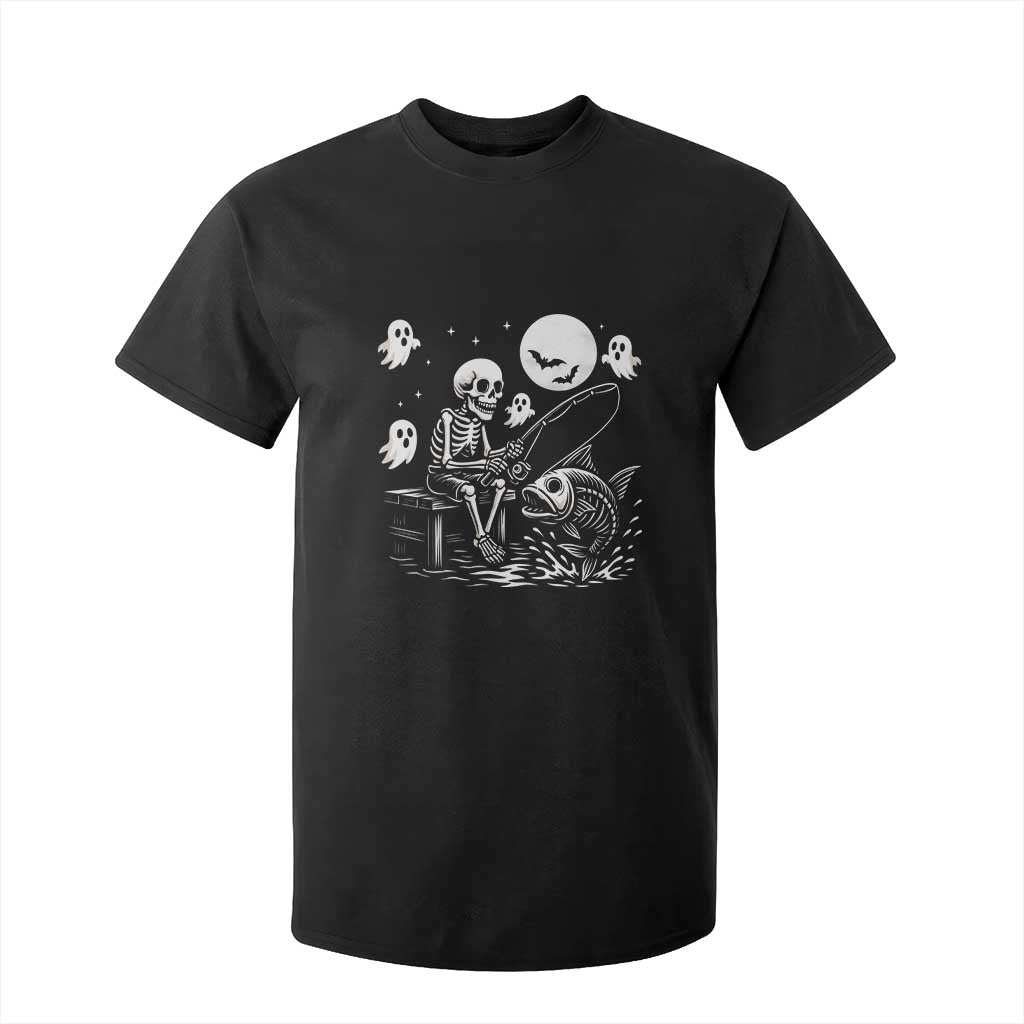 Halloween Skeleton Fishing T Shirt For Kid Funny Fisherman Gift TS12 Black Print Your Wear