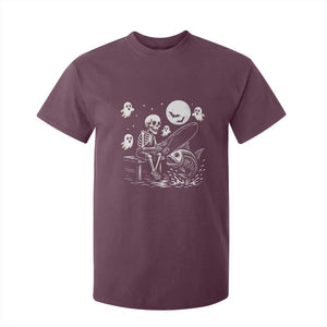 Halloween Skeleton Fishing T Shirt For Kid Funny Fisherman Gift TS12 Maroon Print Your Wear