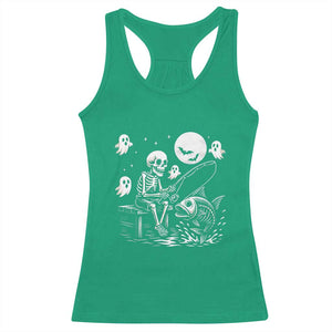 Halloween Skeleton Fishing Racerback Tank Top Funny Fisherman Gift TS12 Irish Green Print Your Wear