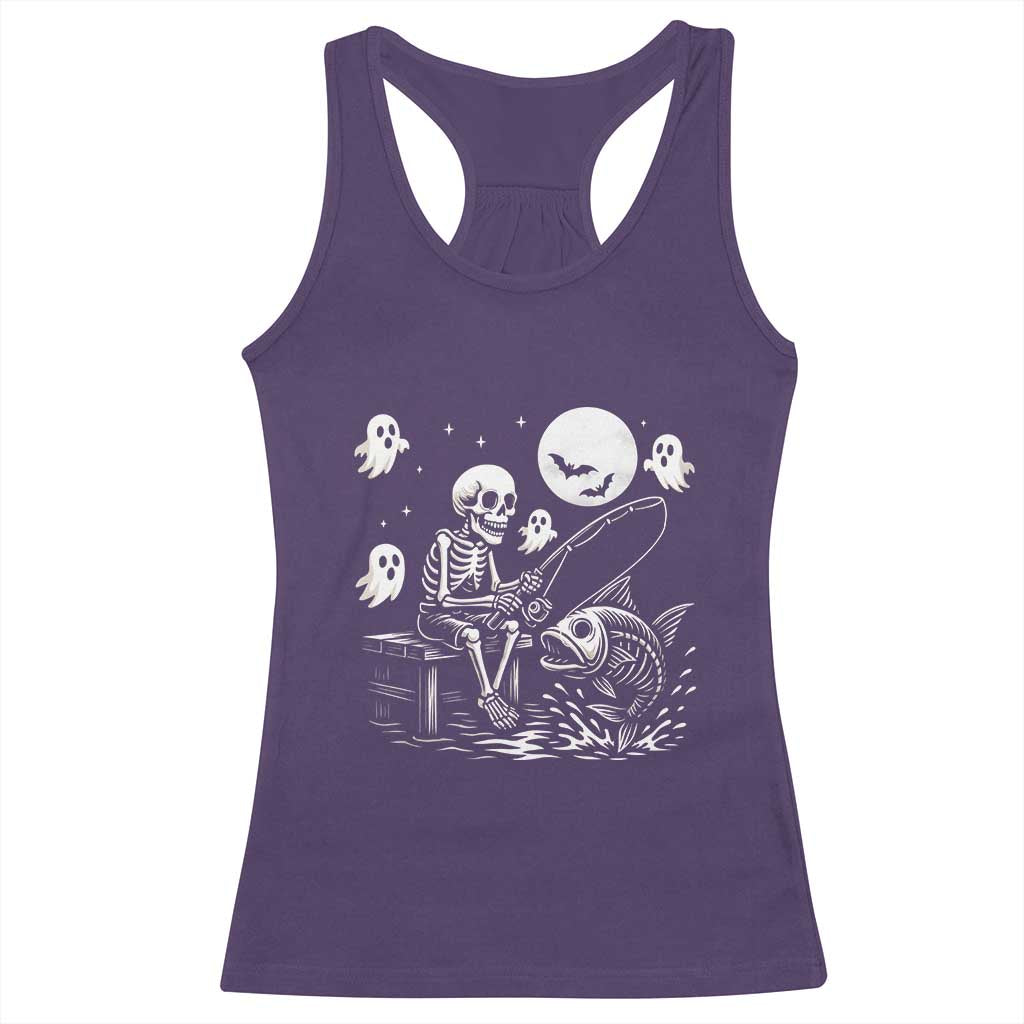 Halloween Skeleton Fishing Racerback Tank Top Funny Fisherman Gift TS12 Purple Print Your Wear