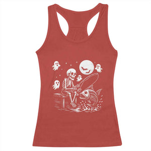Halloween Skeleton Fishing Racerback Tank Top Funny Fisherman Gift TS12 Red Print Your Wear