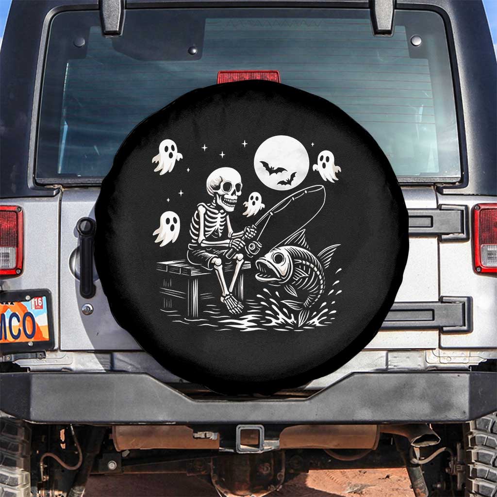 Halloween Skeleton Fishing Spare Tire Cover Funny Fisherman Gift TS12 No hole Black Print Your Wear