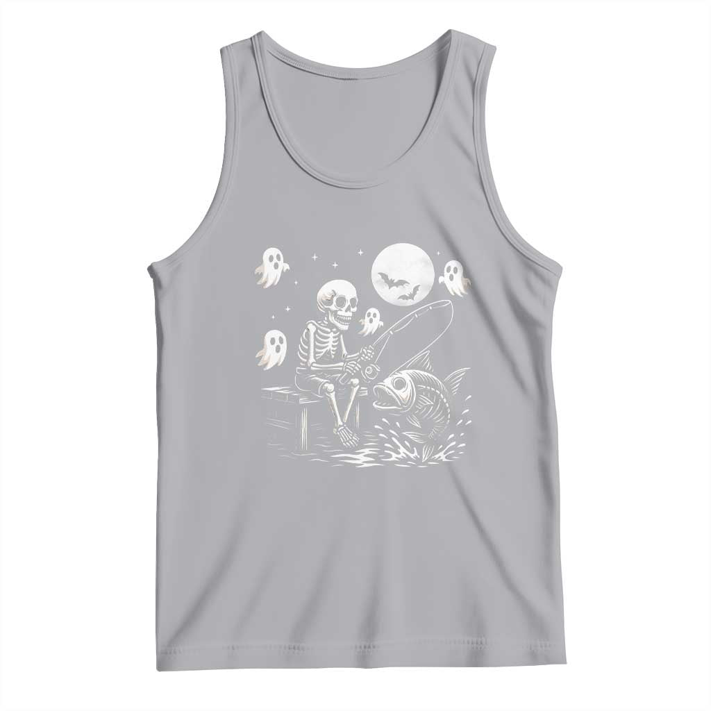 Halloween Skeleton Fishing Tank Top Funny Fisherman Gift TS12 Athletic Heather Print Your Wear