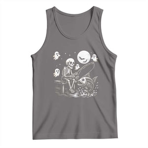 Halloween Skeleton Fishing Tank Top Funny Fisherman Gift TS12 Deep Heather Print Your Wear