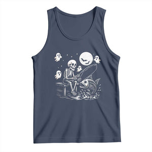 Halloween Skeleton Fishing Tank Top Funny Fisherman Gift TS12 Navy Print Your Wear