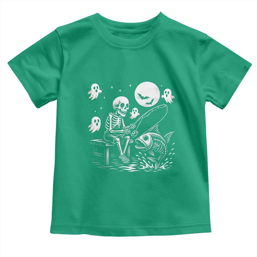 Halloween Skeleton Fishing Toddler T Shirt Funny Fisherman Gift TS12 Irish Green Print Your Wear