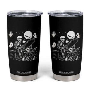 Halloween Skeleton Fishing Tumbler Cup Funny Fisherman Gift TS12 Black Print Your Wear