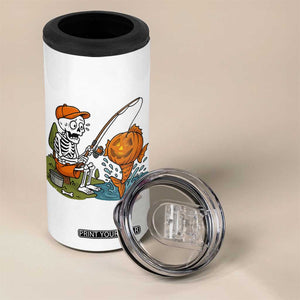 Halloween Fishing Lover 4 in 1 Can Cooler Tumbler Skeleton Humor Gift TS12 Print Your Wear