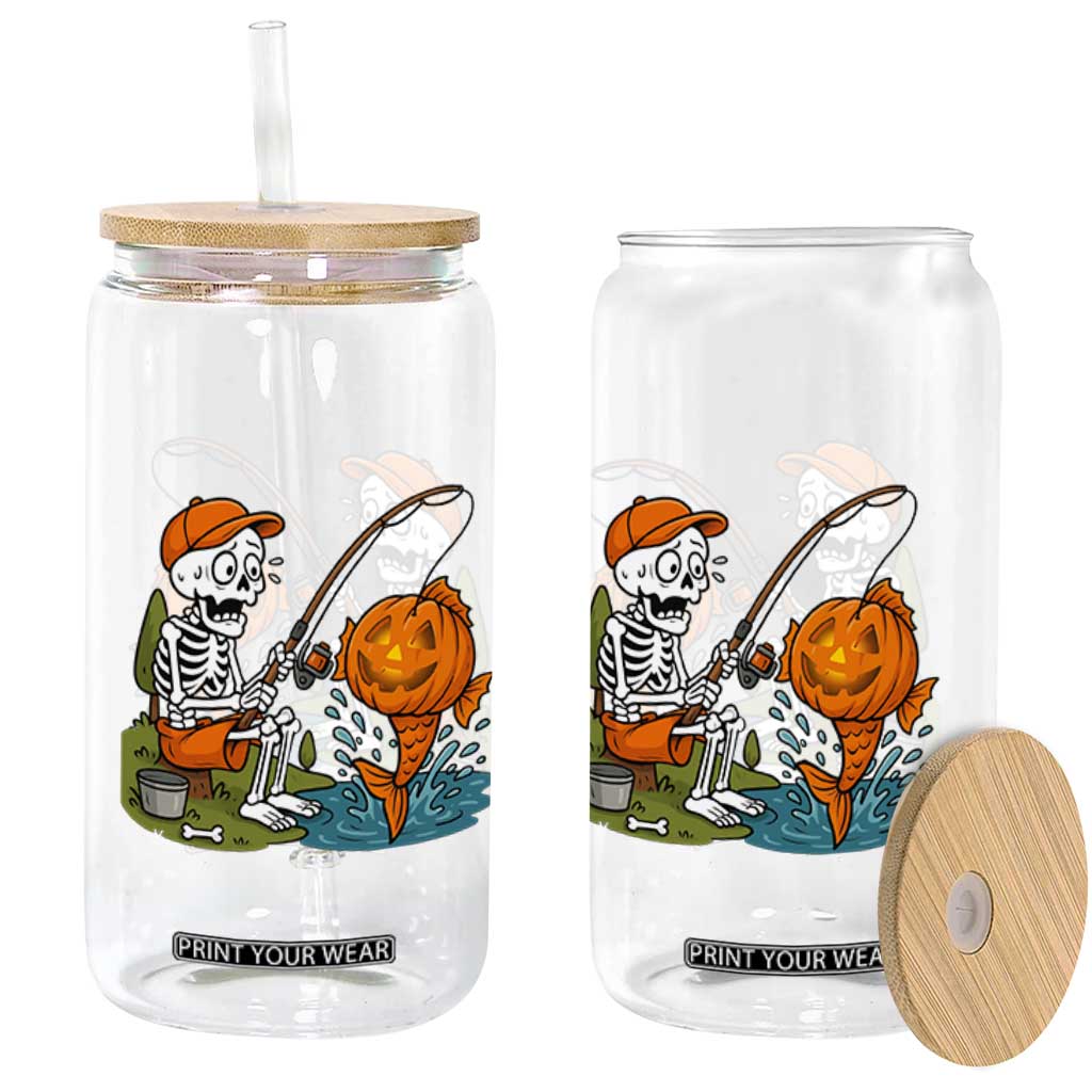 Halloween Fishing Lover Glass Can Skeleton Humor Gift TS12 Print Your Wear