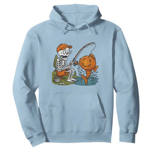 Halloween Fishing Lover Hoodie Skeleton Humor Gift TS12 Light Blue Print Your Wear